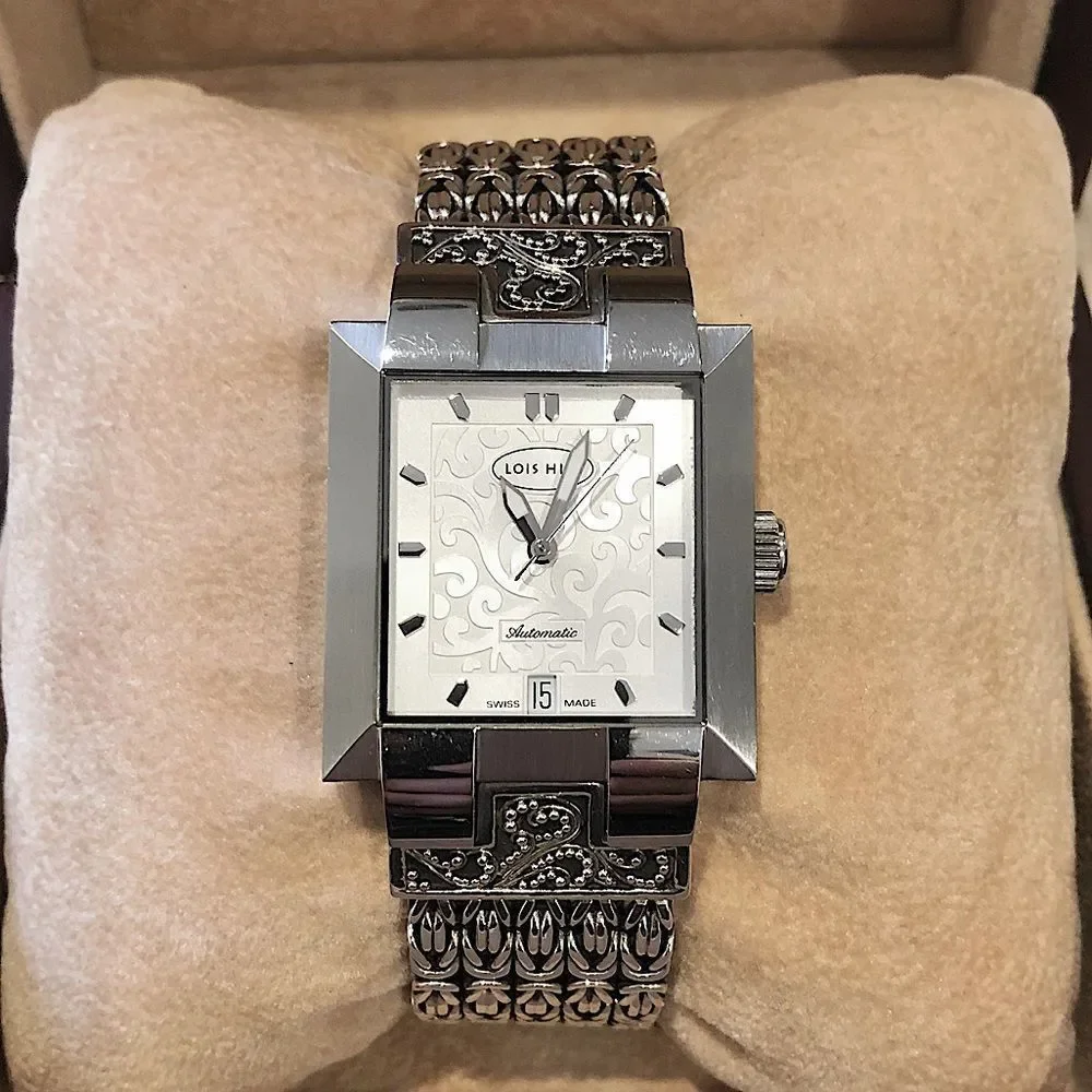 LOIS HILL Sterling Silver Bracelet Automatic Swiss Movement Watch NWOT - Picture 12 of 12